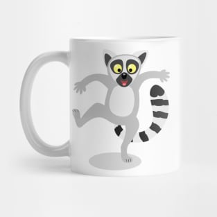 Cute ring tail lemur dancing cartoon illustration Mug